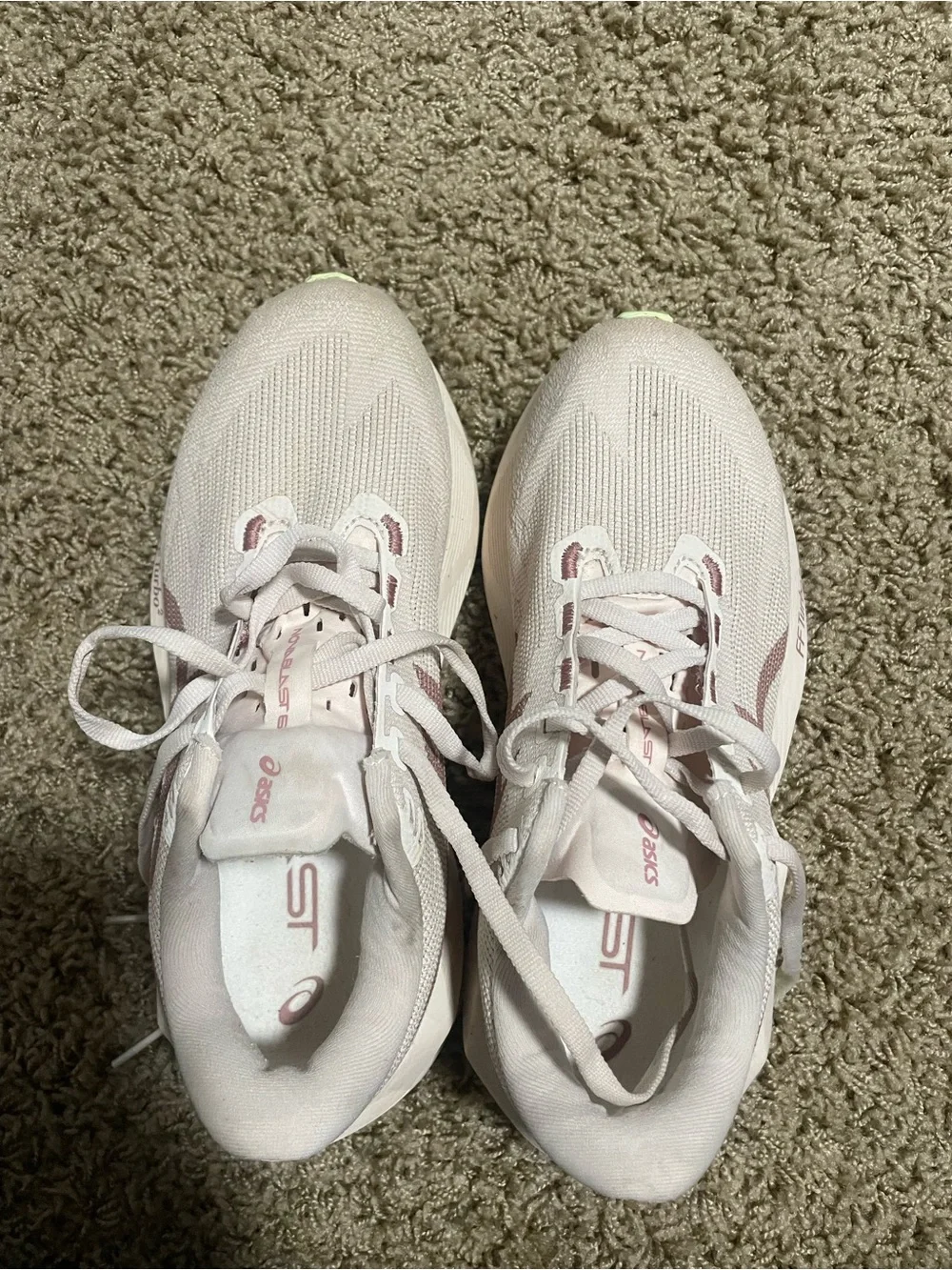 ASICS Women's Running Shoes - Light Gray with Pink and Neon Green Accents